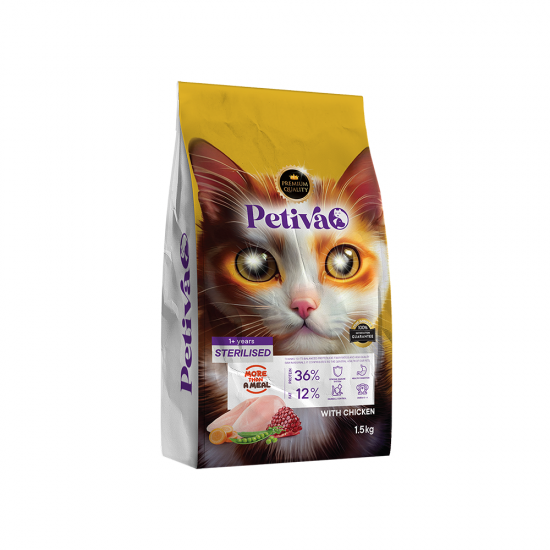Petiva Tavuk Etli Kısırlaştırılmış Kedi Maması (1,5 kg)