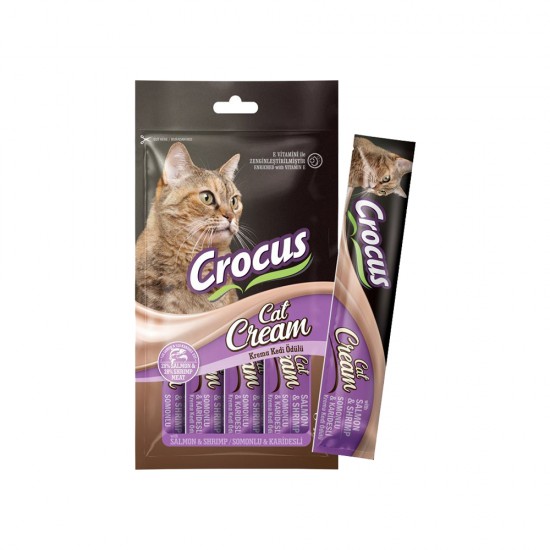 Crocus Somonlu & Karidesli Krema Kedi Ödül Maması (4 x 15 g)
