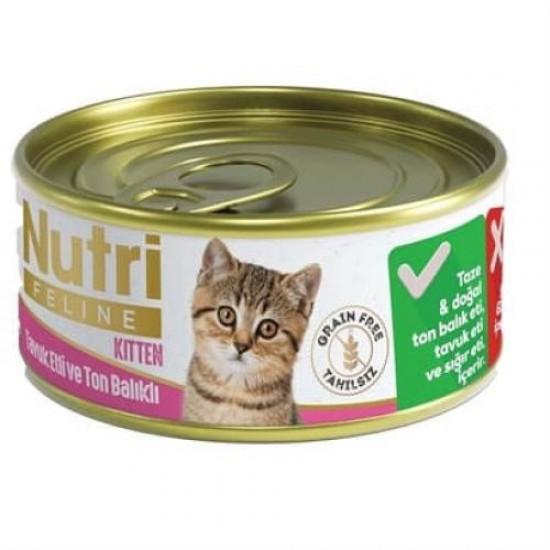 NUTRİ FELİNE KİTTEN TAVUKLU TON BALIKLI YAVRU KONSERVESİ 85 GR