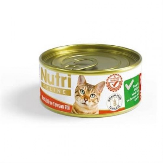NUTRİ FELİNE TAHILSIZ HİNDİ VE TAVŞAN ETLİ KEDİ KONSERVESİ 85 GR