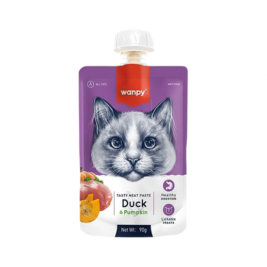 Wanpy Taze Ördek Etli ve Balkabaklı Kedi Et Ezmesi (90 g)
