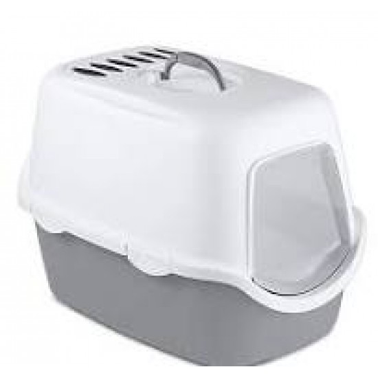 Stefanplast Cathy Filtreli Kapalı Beyaz Gri Kedi Tuvaleti (56 x 40 x 40 cm)