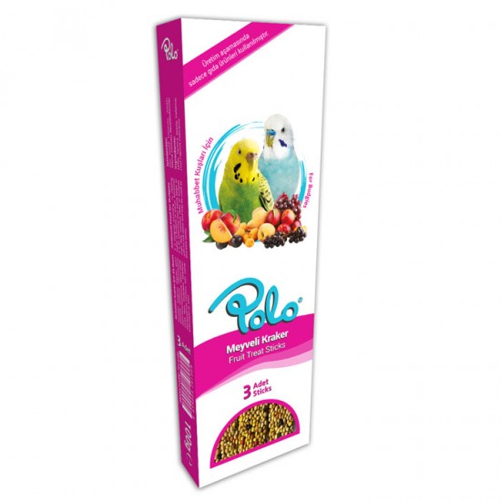 Polo Ballı Meyveli Muhabbet Kuşu Krakeri 3'lü Paket