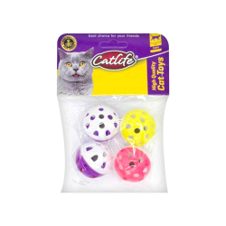 Catlife Kediler İçin Zilli Plastik Top Renkli (4'lü)