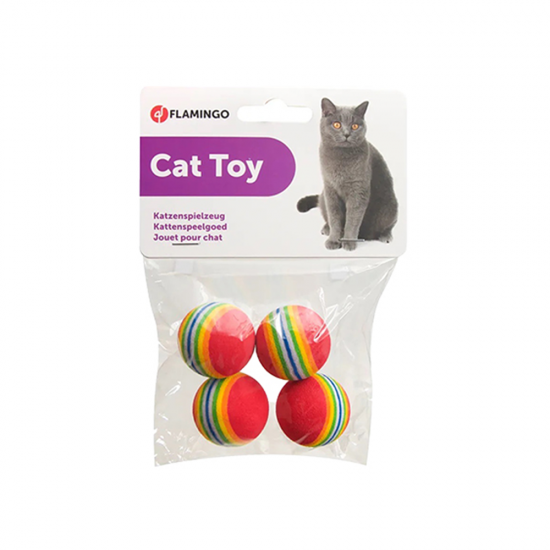 Flamingo Sünger Kedi Oyun Topları Gökkuşağı (4'lü)