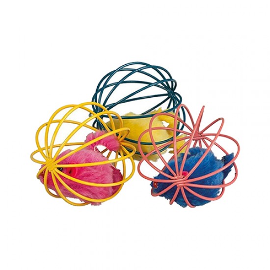 Polo Kafes İçi Fareli Top Kedi Oyuncağı (4,5 cm)