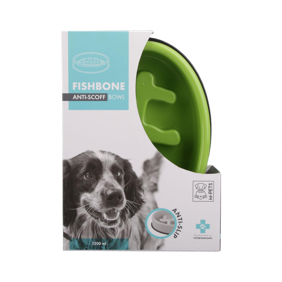 M-Pets Fishbone Yeşil Yavaş Yeme Mama Kabı (1,2 L)