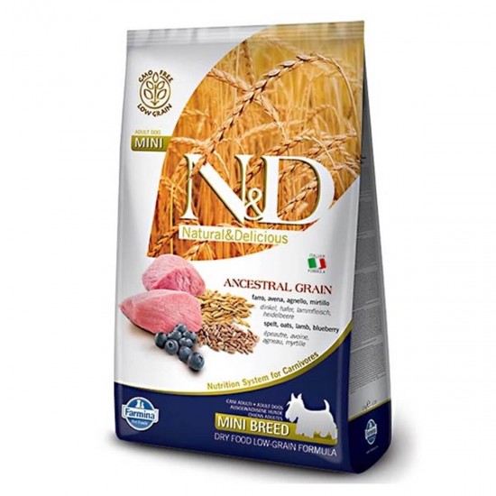 N&D Düşük Tahıllı Kuzu Etli ve Yaban Mersinli Küçük Irk Yetişkin Köpek Maması (7 kg)