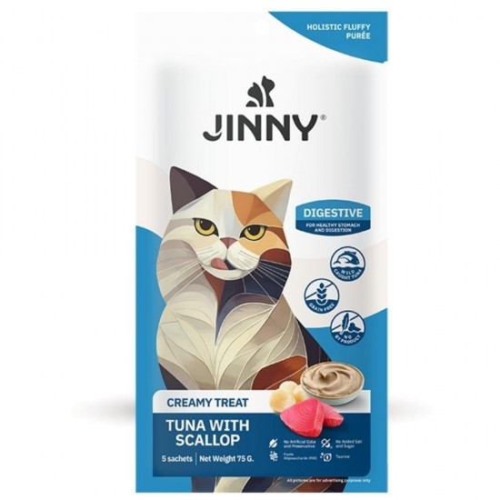 Jinny Ton Balıklı Deniz Taraklı Sindirim Destekleyici Creamy Kedi Ödülü (5 x 15 g)