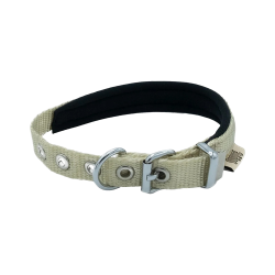 Doggie Comfort Yumuşak Dokuma Köpek Boyun Tasması Haki M (1,5 x 25 - 30 cm)