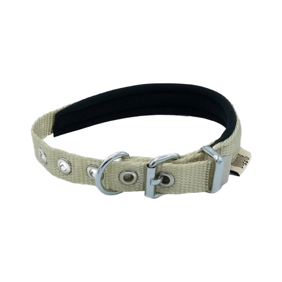 Doggie Konforlu Dokumadan El Yapımı Köpek Boyun Tasması Haki (1,5 x 20 - 25 cm)