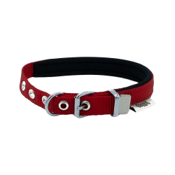 Doggie Dokuma Softlu Sade Köpek Boyun Tasması Kırmızı (1,5 x 25 - 30 cm)