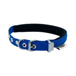 Doggie Konforlu Dokumadan El Yapımı Köpek Boyun Tasması Mavi (1,5 x 20 - 25 cm)