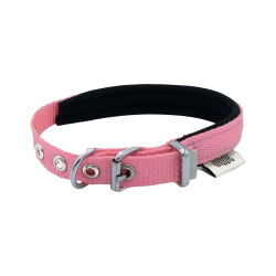 Doggie Konforlu Dokumadan El Yapımı Köpek Boyun Tasması Pembe (1,5 x 20 - 25 cm)