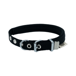Doggie Dokuma Softlu Sade Köpek Boyun Tasması Siyah (3 x 47 - 55 cm)