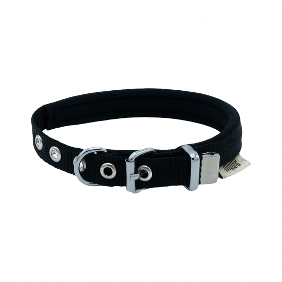 Doggie Dokuma Softlu Sade Köpek Boyun Tasması Siyah (2,5 x 37 - 45 cm)