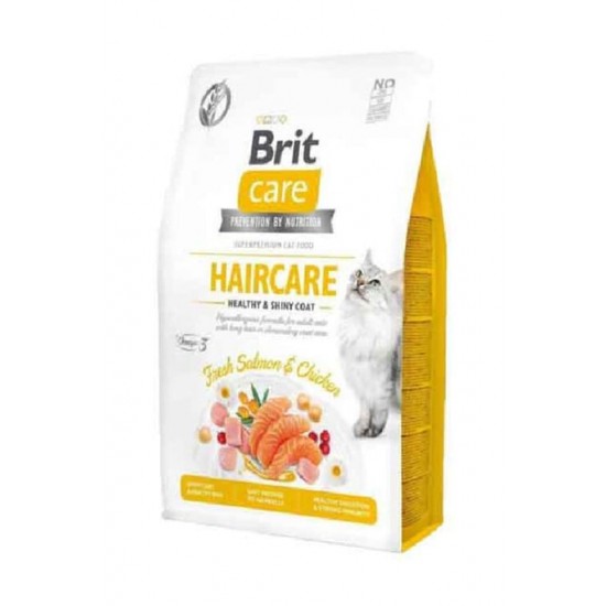 BRİT CARE TAHILSIZ HAİRCARE TAVUKLU SOMONLU KEDİ MAMASI 2 KG